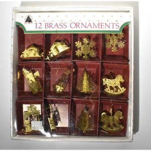 Brass Christmas Ornaments, Vintage, 1992, Holiday Classics, Snowflake, Sleigh